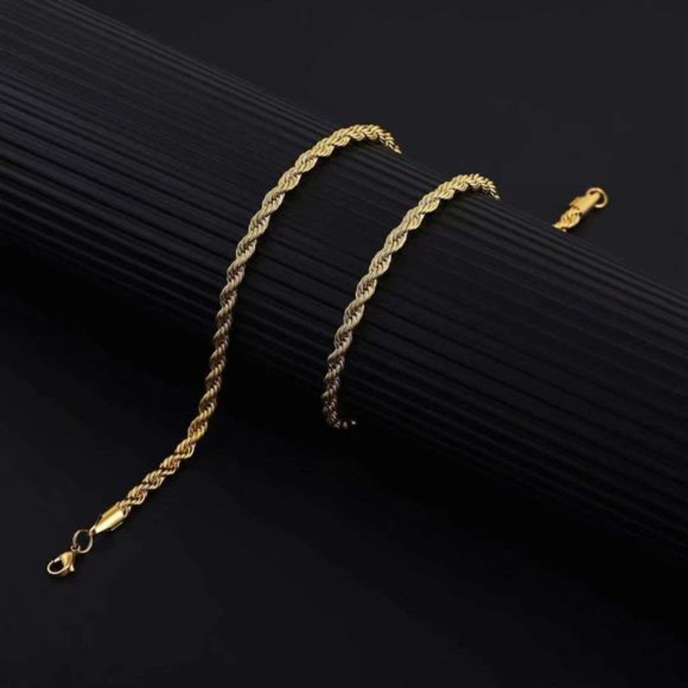 14K Gold Rope Chain Necklace 3mm 20in - Picture 2 of 3